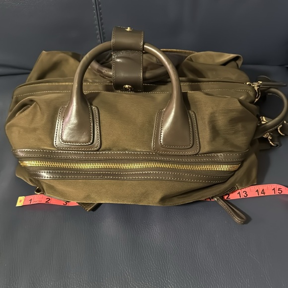 Caraa Olive green Convertible Duffel Bag with Leather Trim and Structured Design - Picture 7 of 7